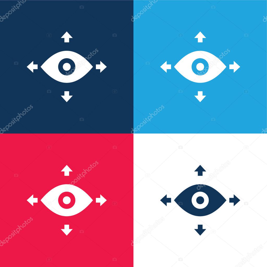 360 View blue and red four color minimal icon set