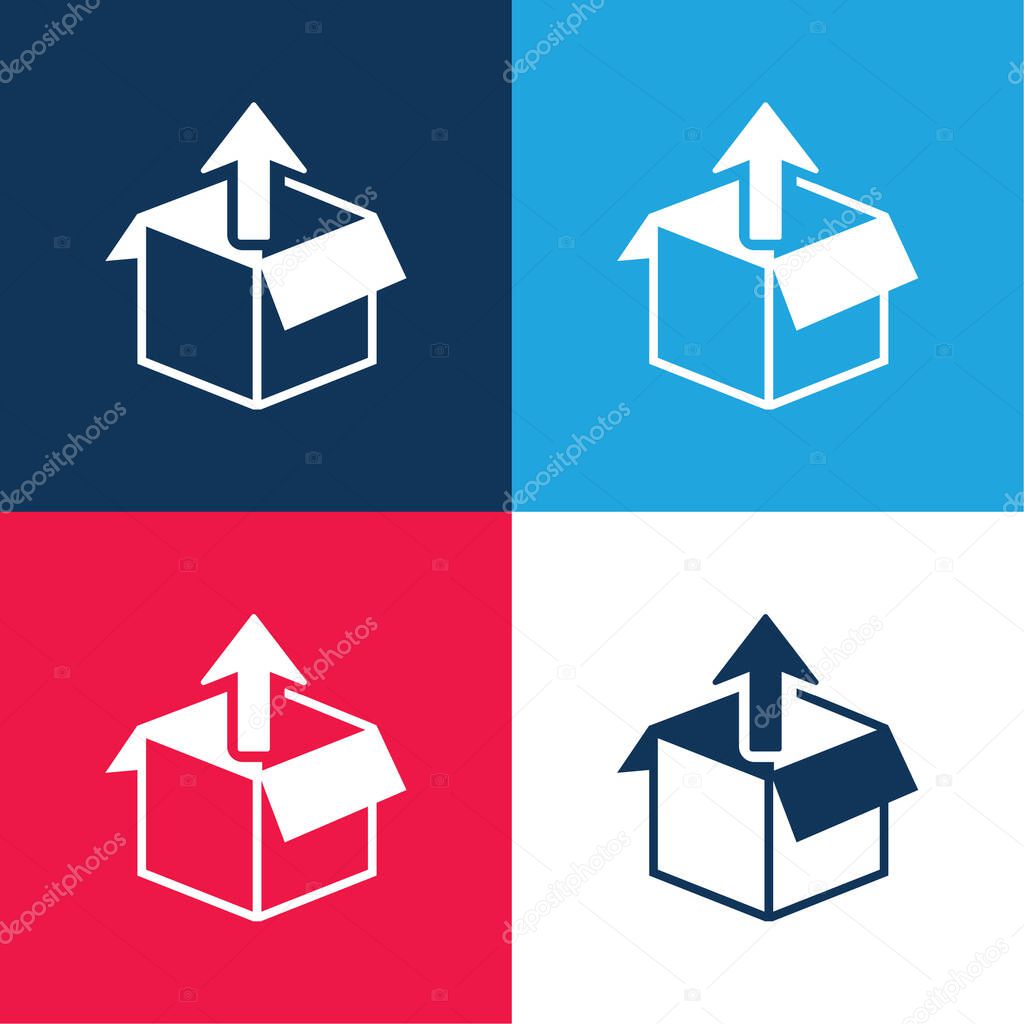 Box Get Out blue and red four color minimal icon set