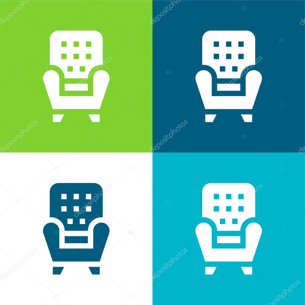 Armchair Flat four color minimal icon set