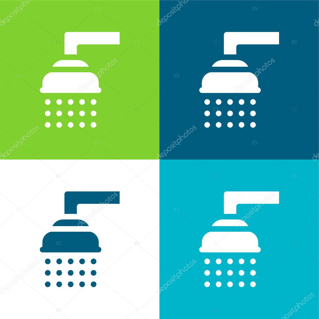 Bathroom Flat four color minimal icon set