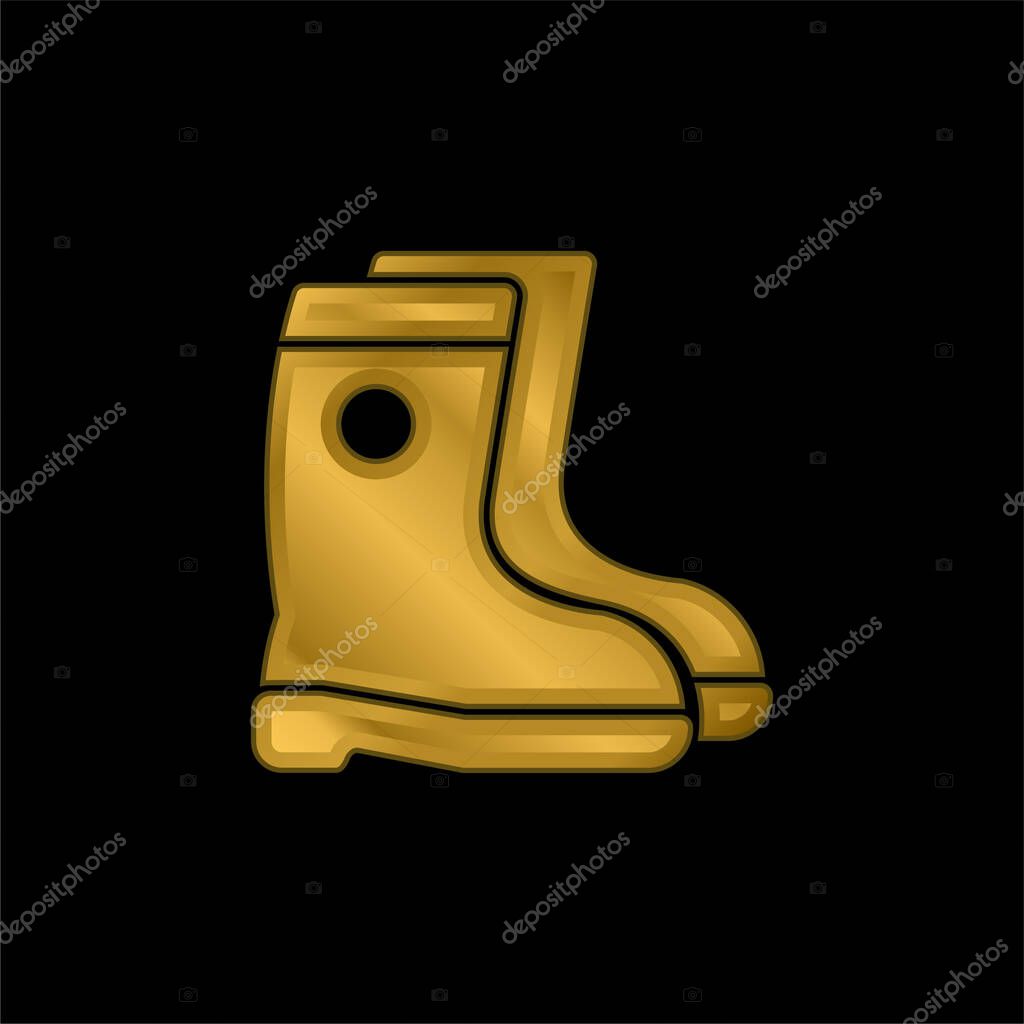 Boots gold plated metalic icon or logo vector