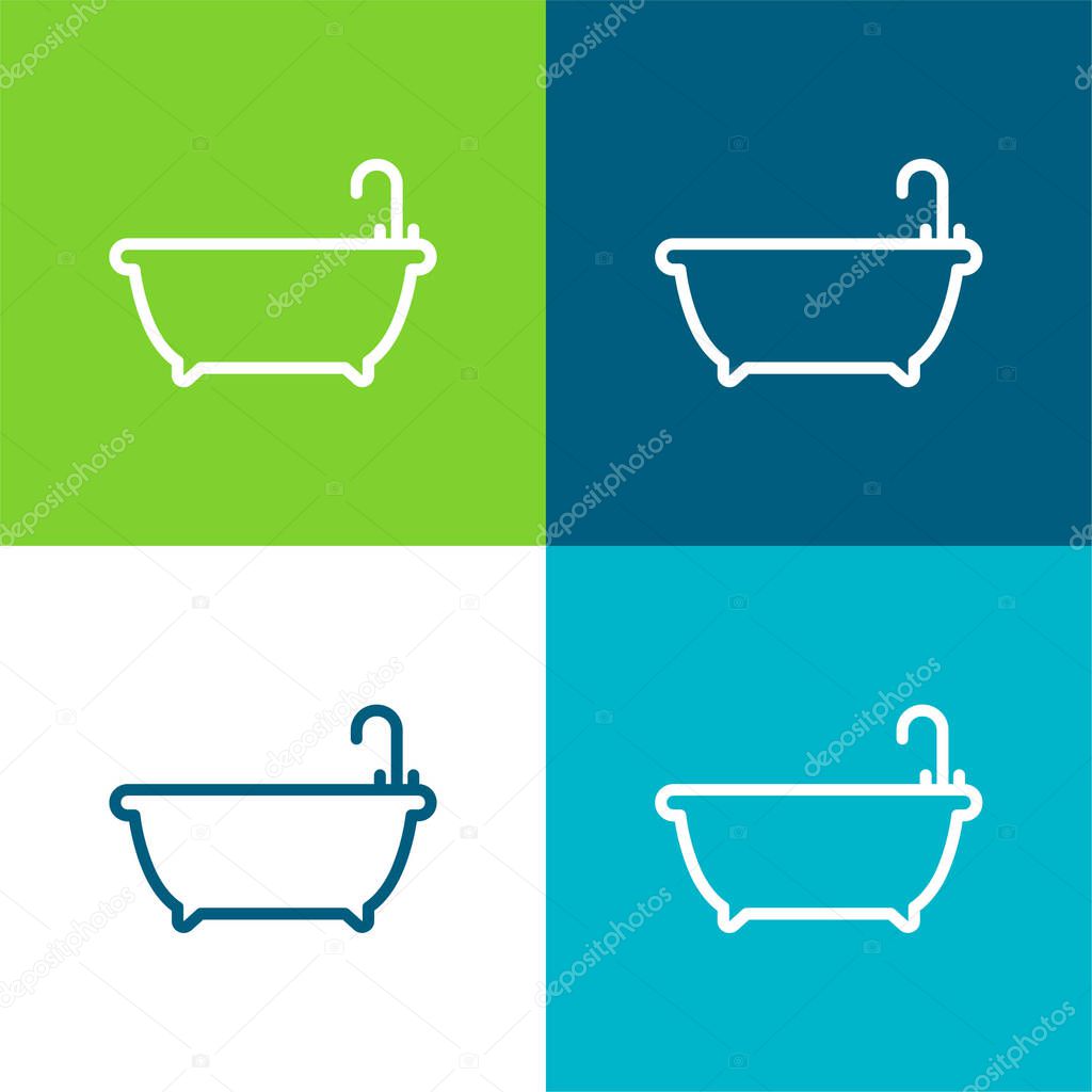 Bathtub Flat four color minimal icon set