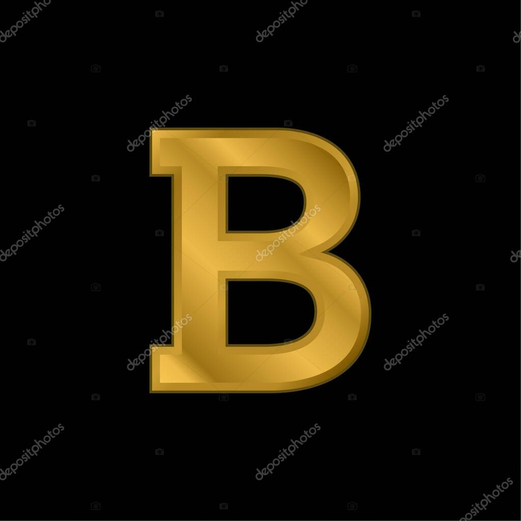 Bold gold plated metalic icon or logo vector