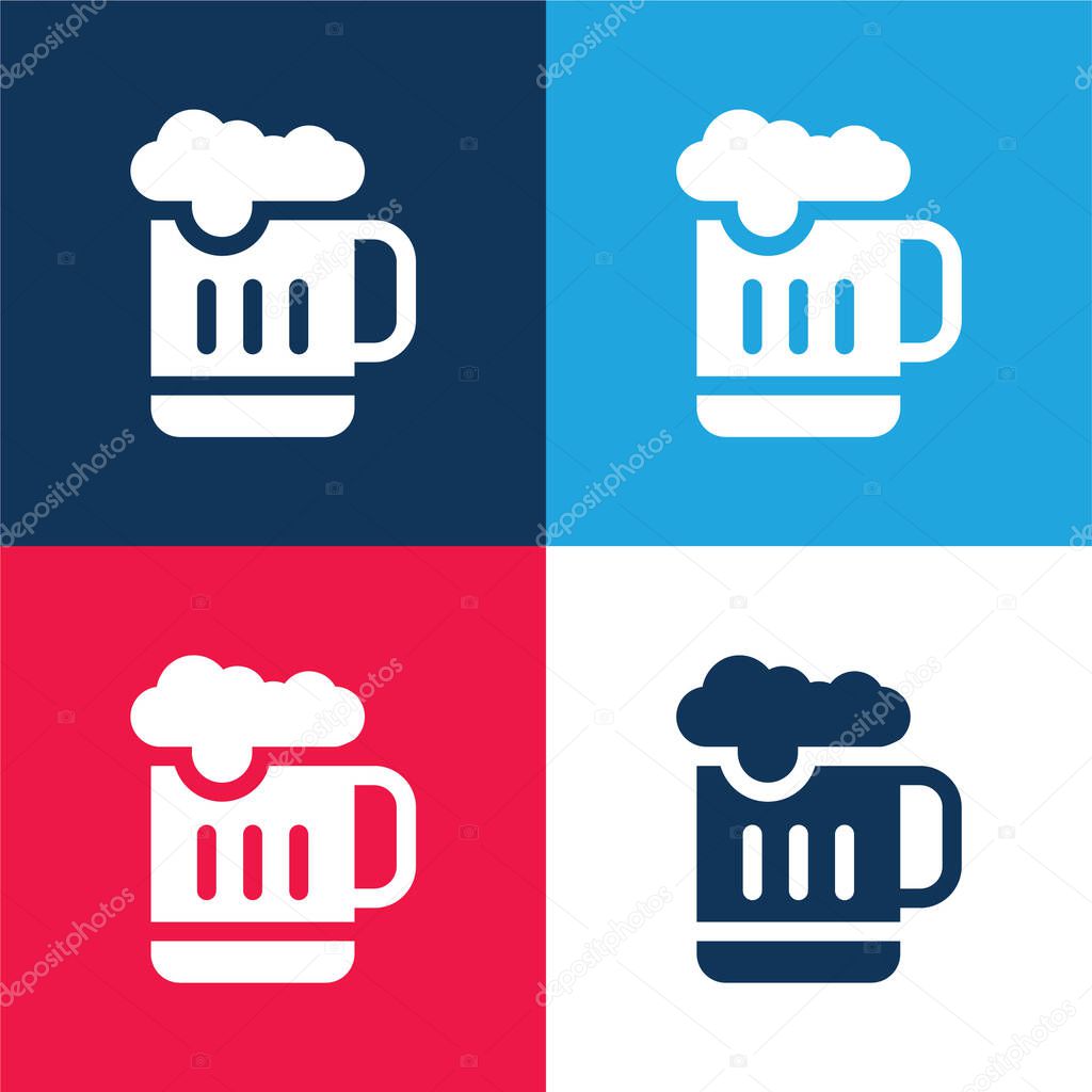 Beer blue and red four color minimal icon set