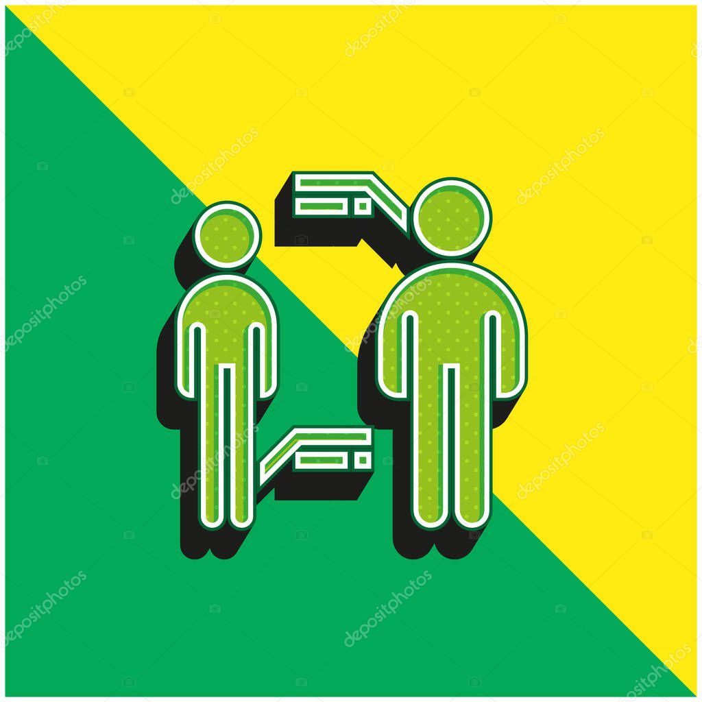 Bmi Green and yellow modern 3d vector icon logo