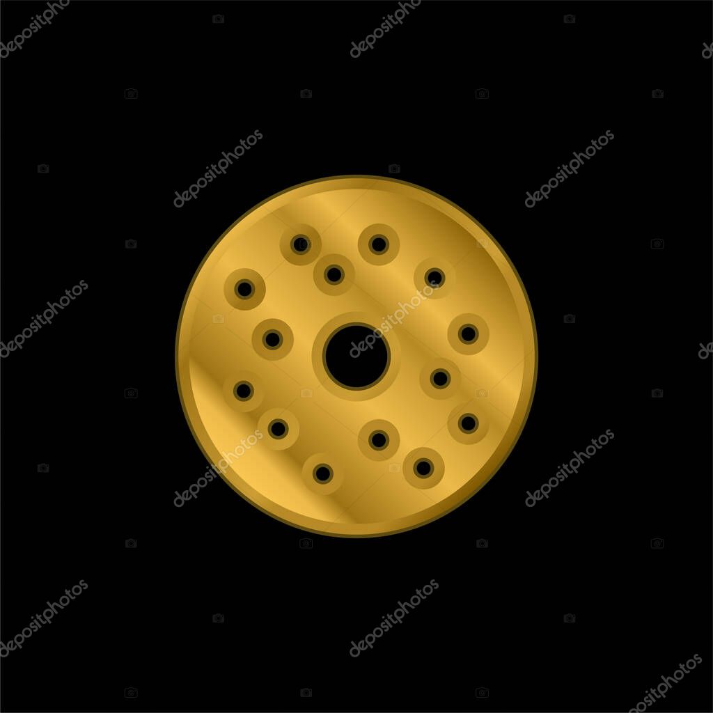 Bagel gold plated metalic icon or logo vector