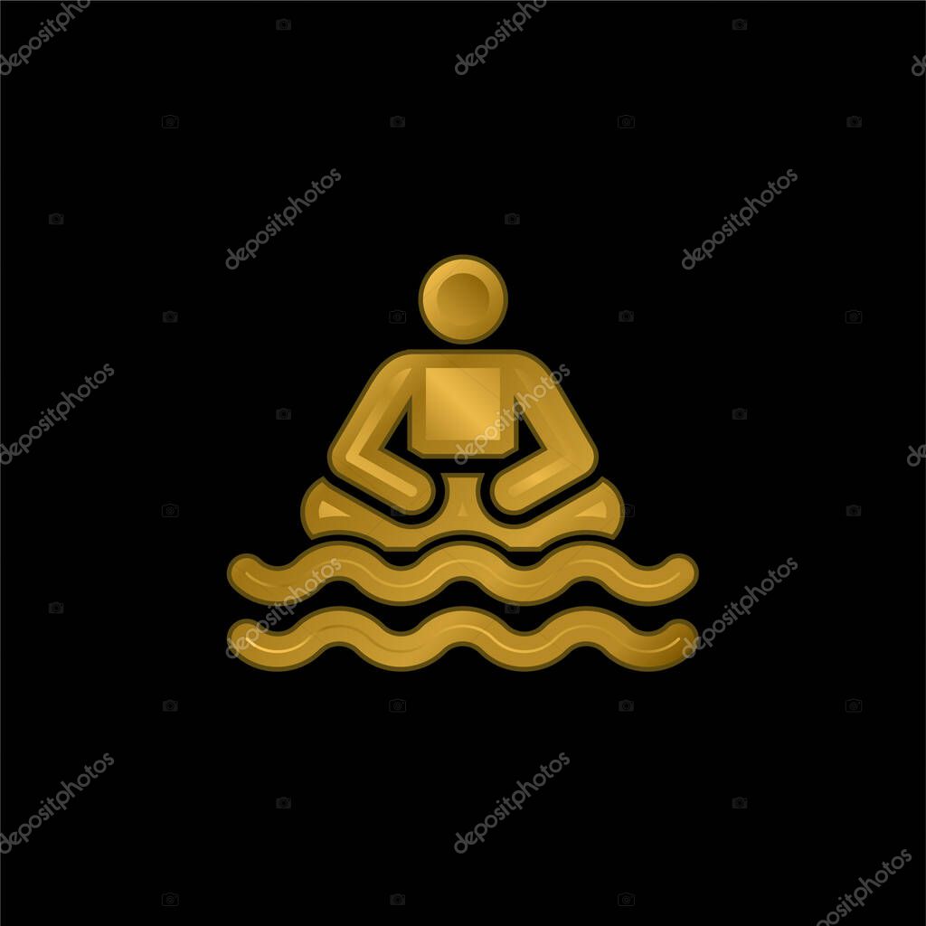 Beach gold plated metalic icon or logo vector