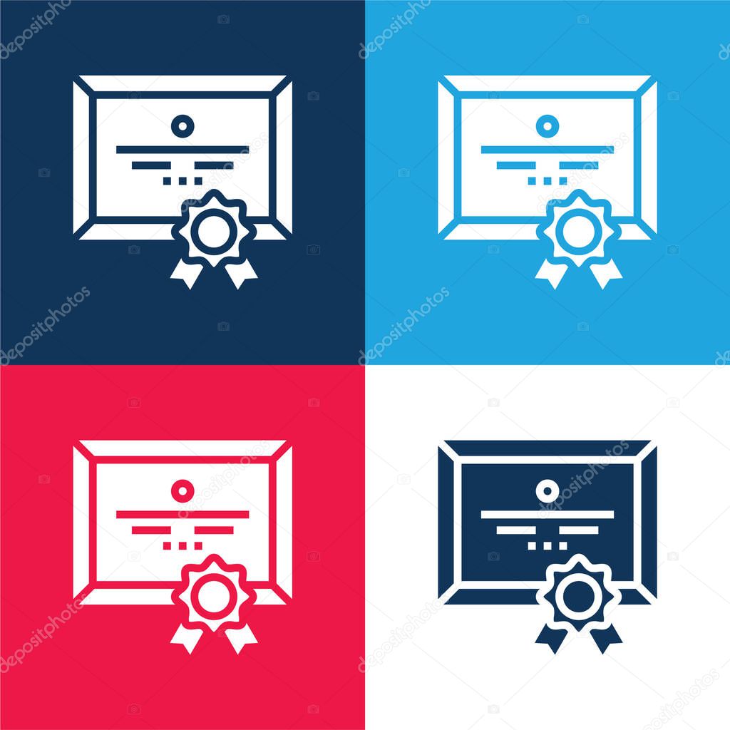 Award blue and red four color minimal icon set