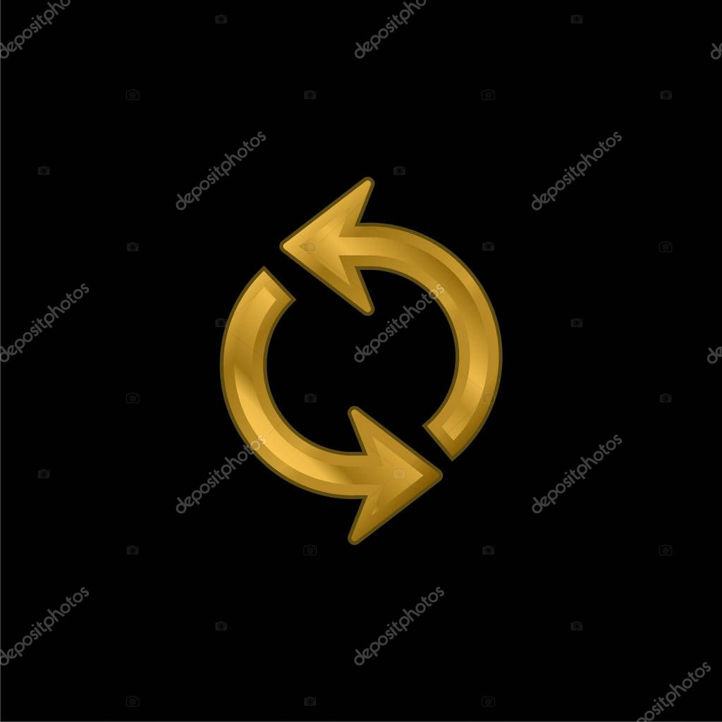 Arrows Circle gold plated metalic icon or logo vector