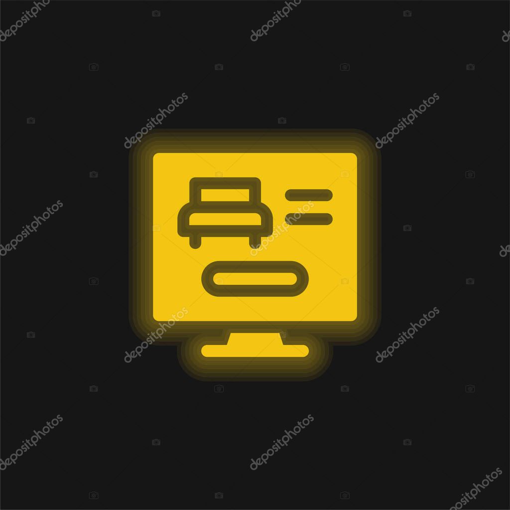 Booking Online yellow glowing neon icon