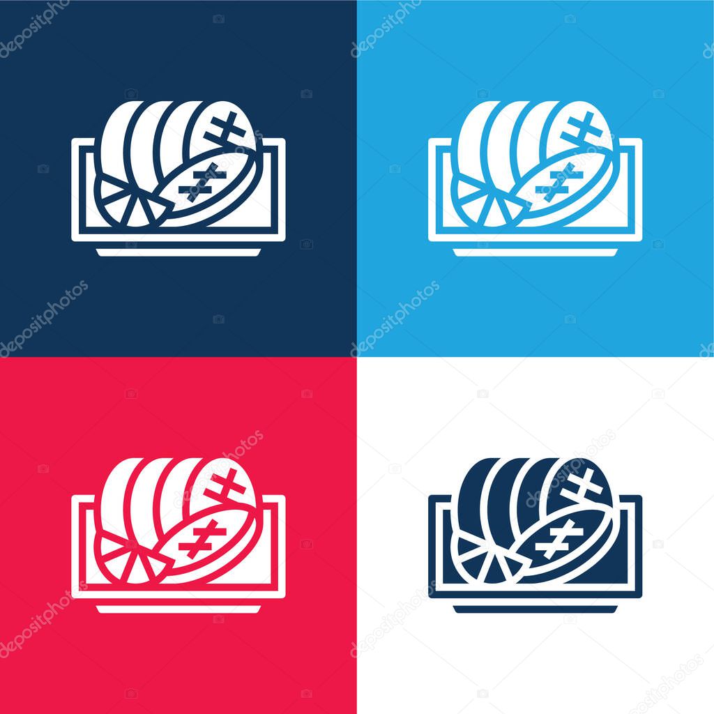 Beef blue and red four color minimal icon set