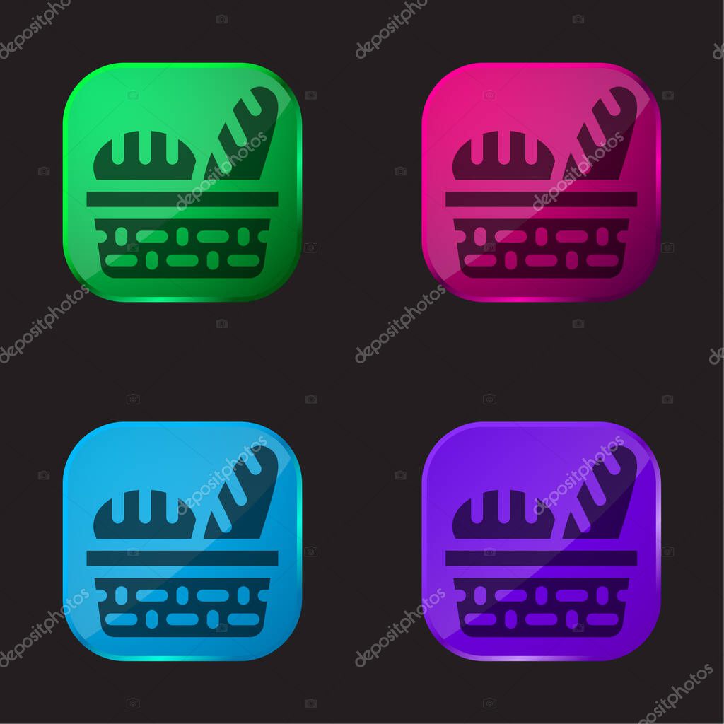 Bread four color glass button icon