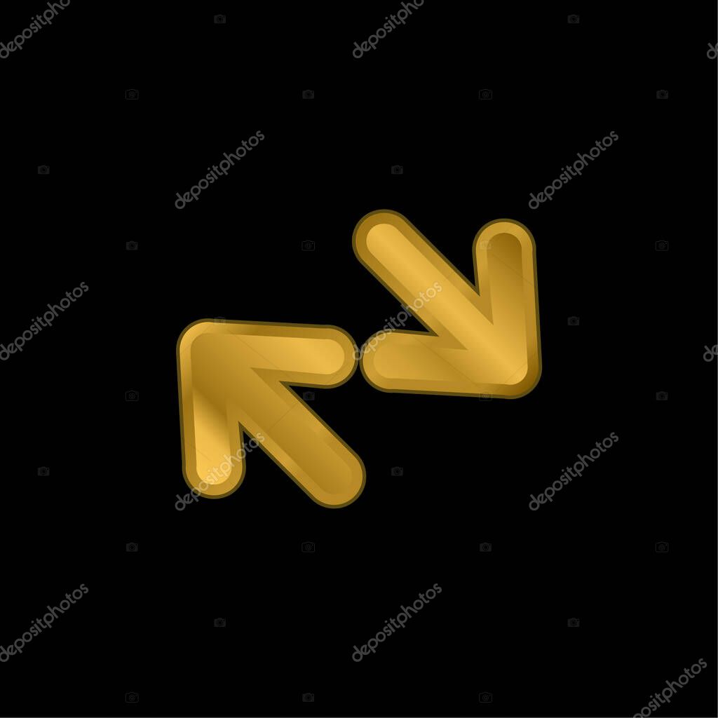 Arrows Couple Of Diagonal Opposite gold plated metalic icon or logo vector