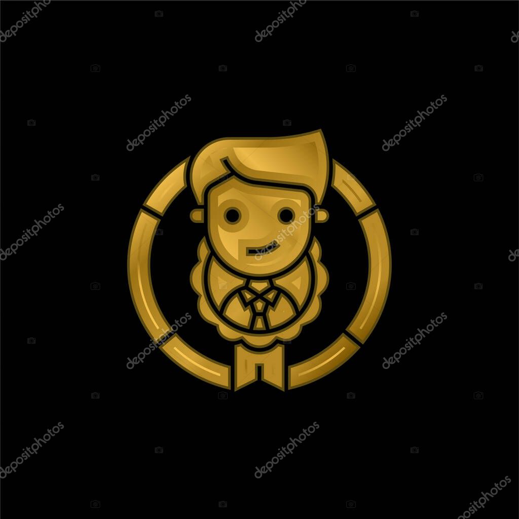 Appraisal gold plated metalic icon or logo vector