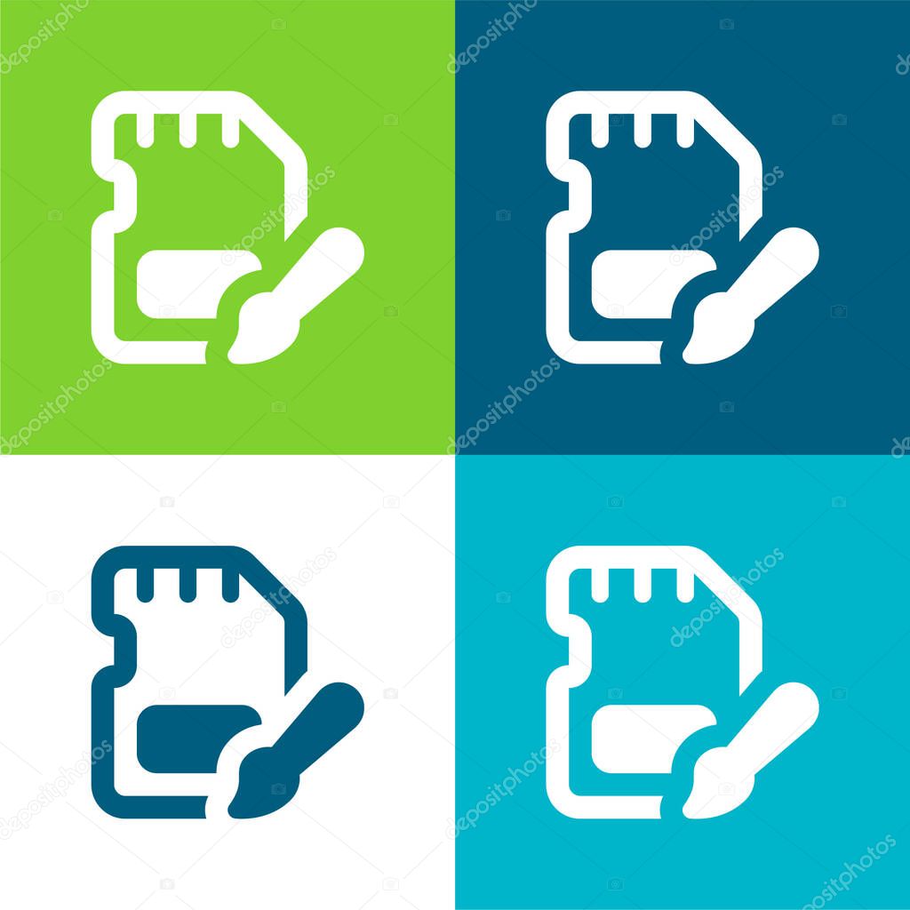 Art Flat four color minimal icon set