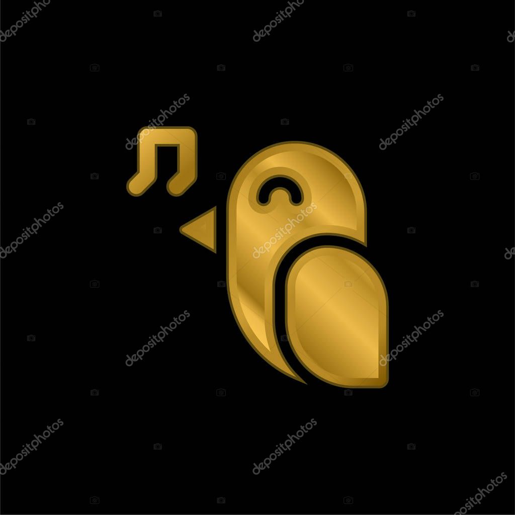 Bird gold plated metalic icon or logo vector