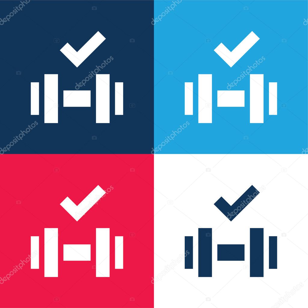 Barbell blue and red four color minimal icon set