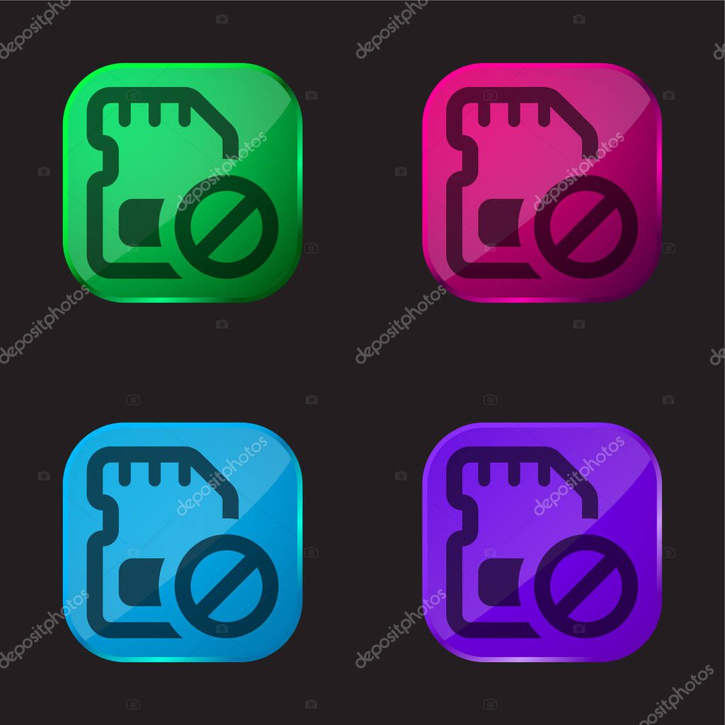 Block four color glass button icon