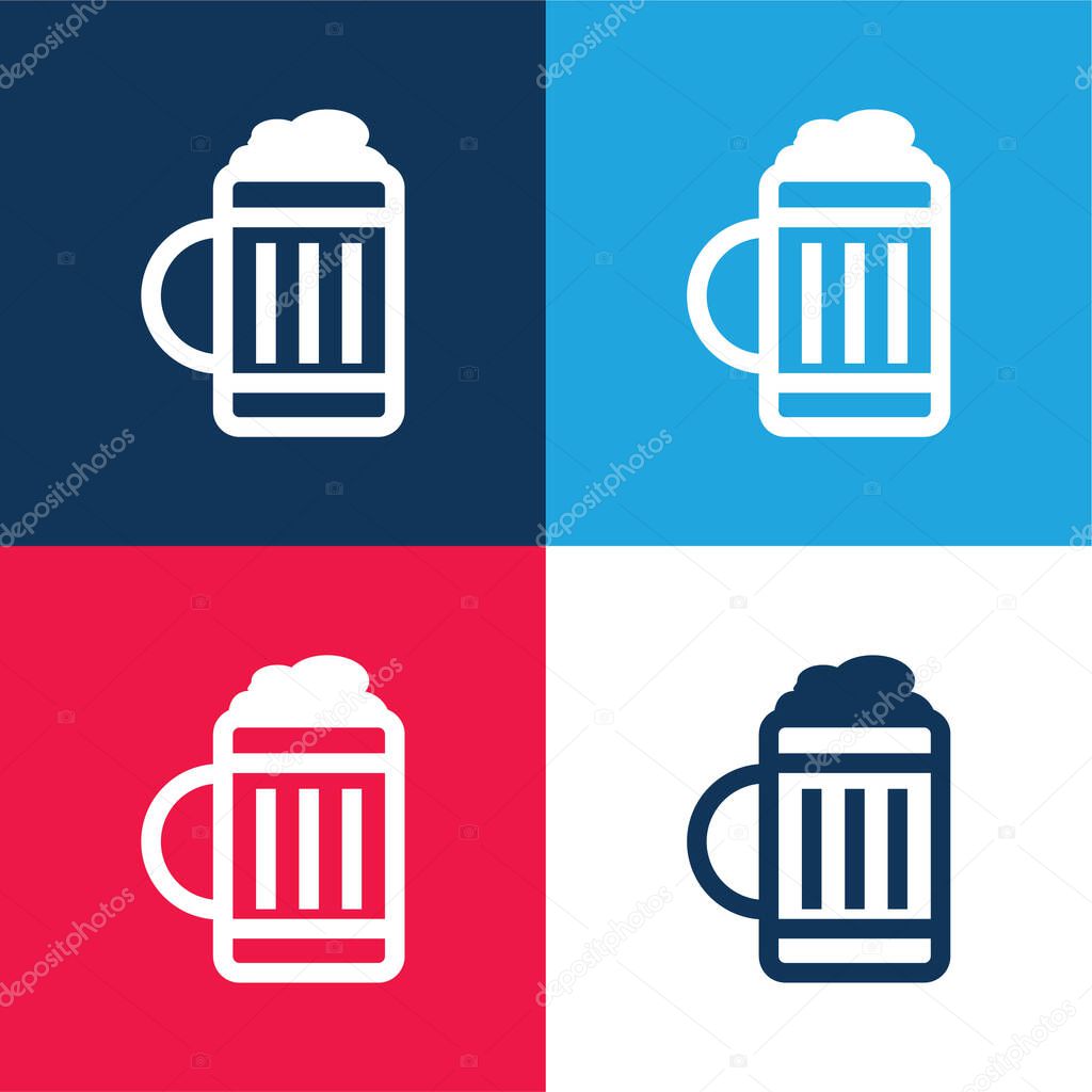 Beer Jar blue and red four color minimal icon set