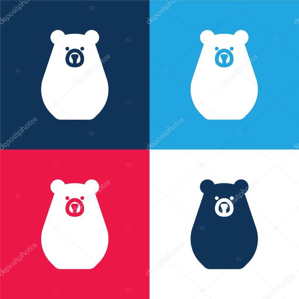 Bearbot blue and red four color minimal icon set