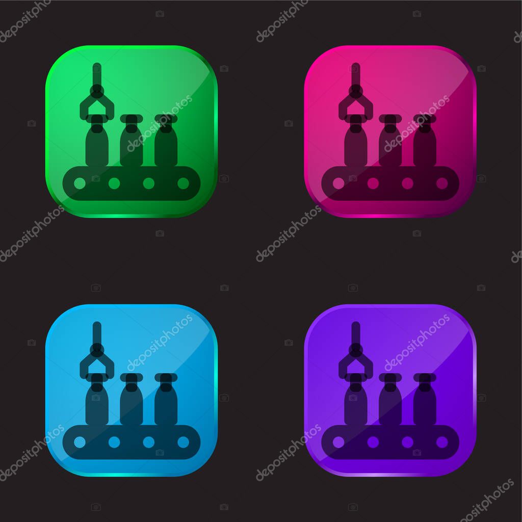 Assembly Line four color glass button icon