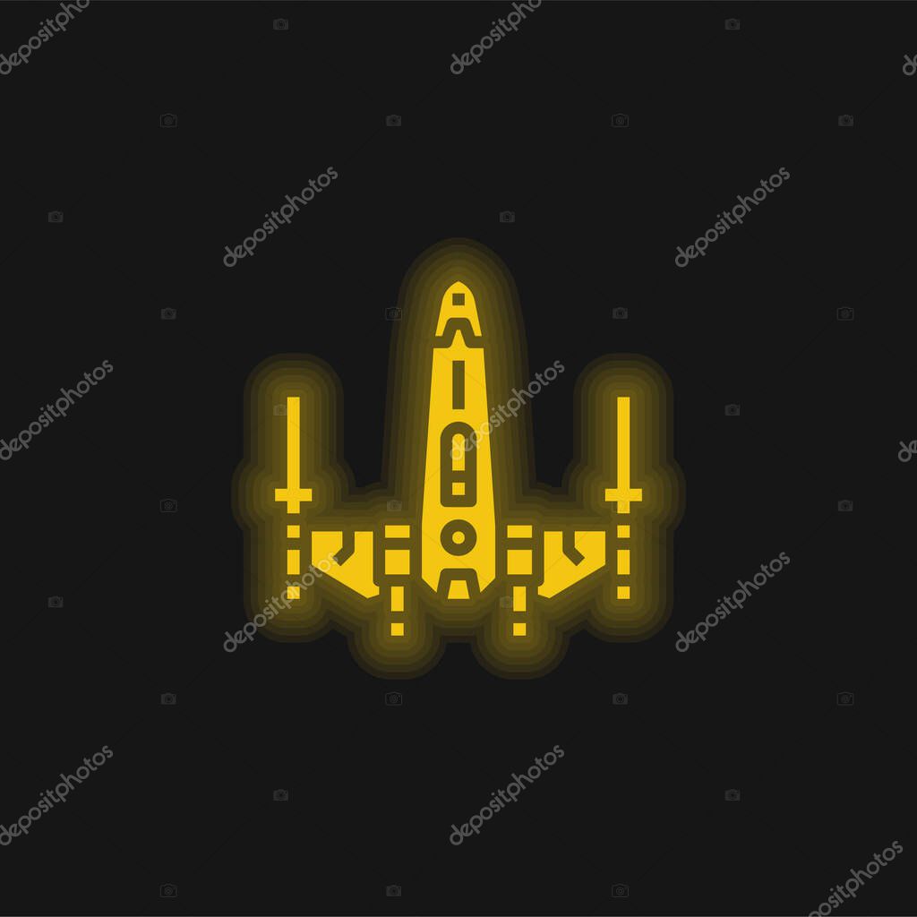Battleship yellow glowing neon icon