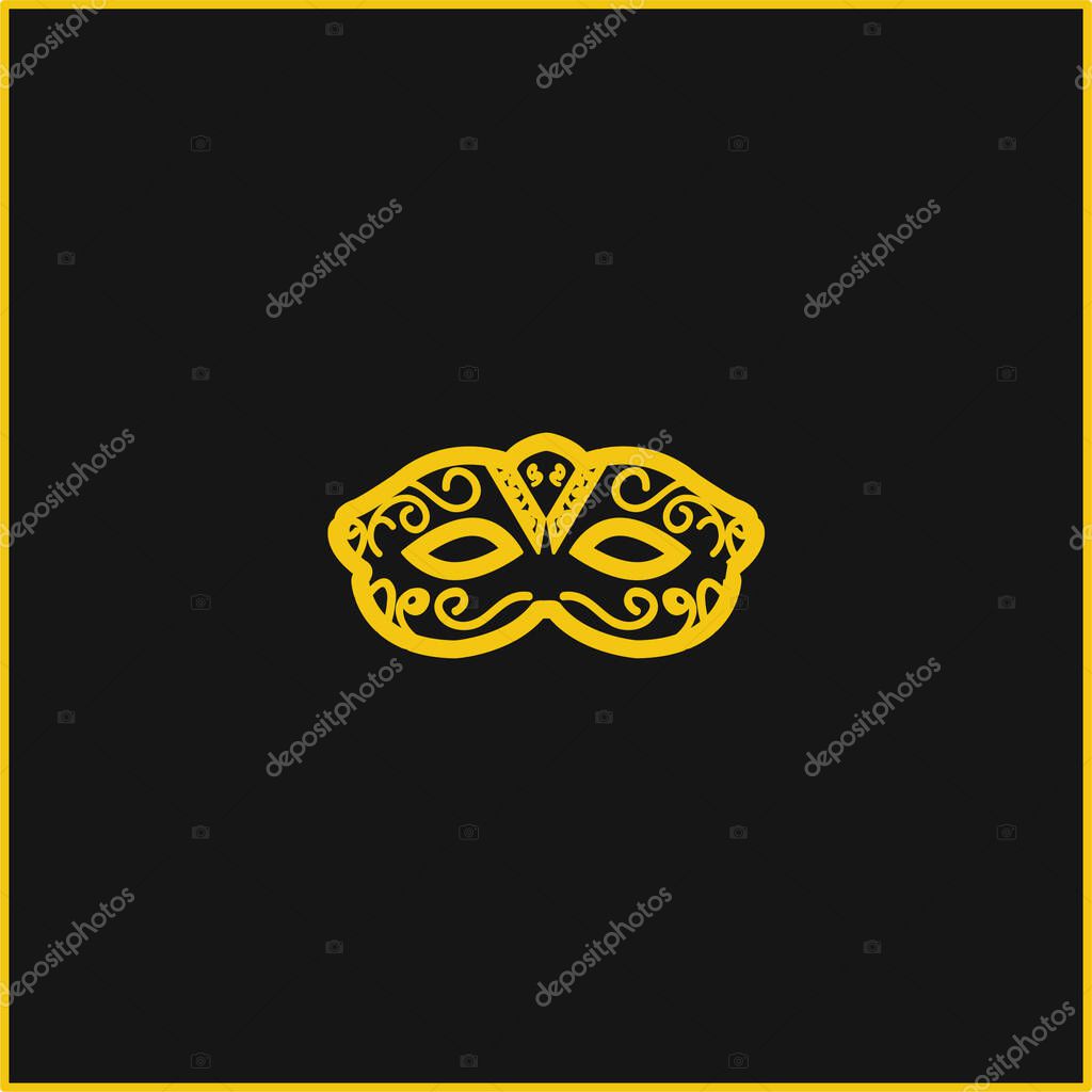 Artistic Carnival Mask To Cover Eyes yellow glowing neon icon