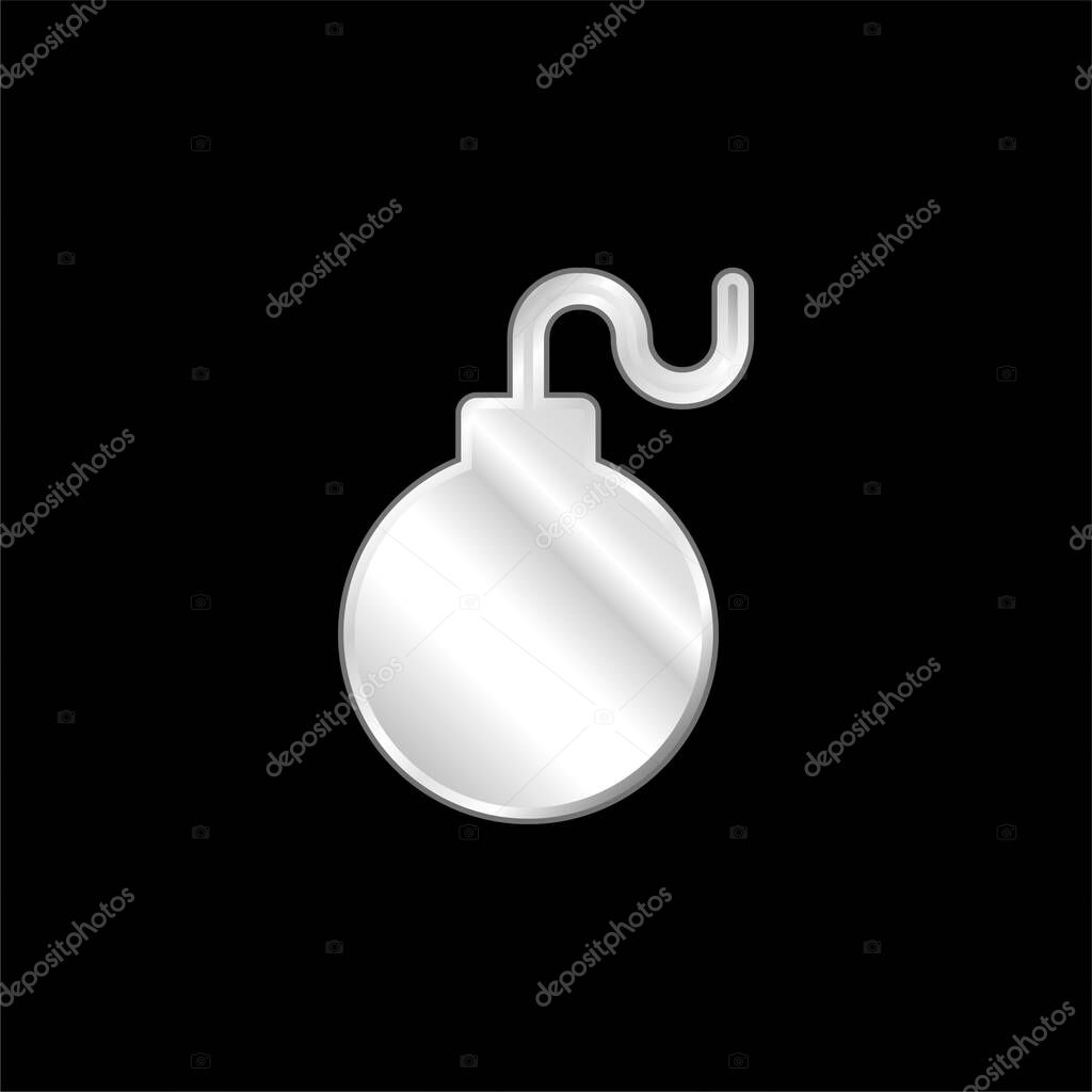 Bomb silver plated metallic icon