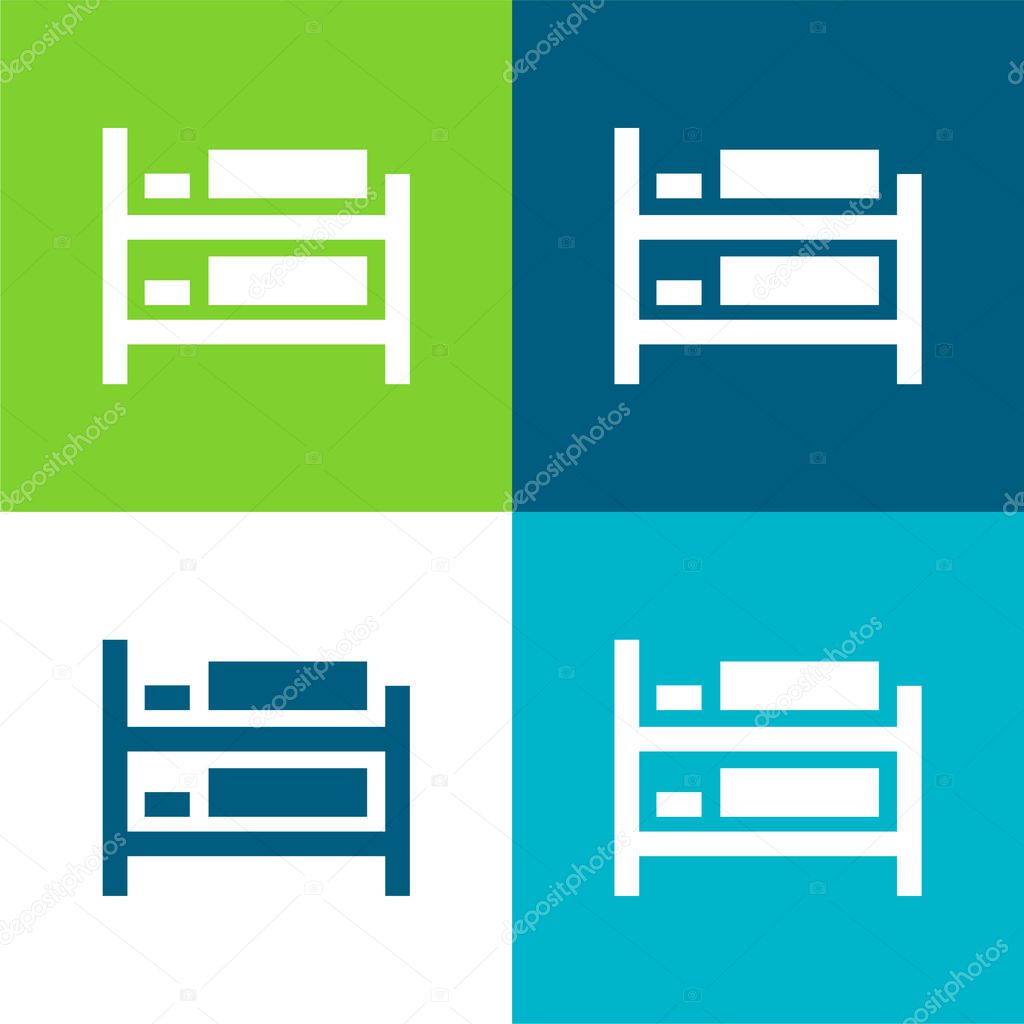 Berth Bed Flat four color minimal icon set