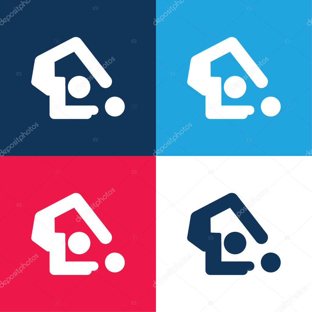 Artistic Gymnastics blue and red four color minimal icon set