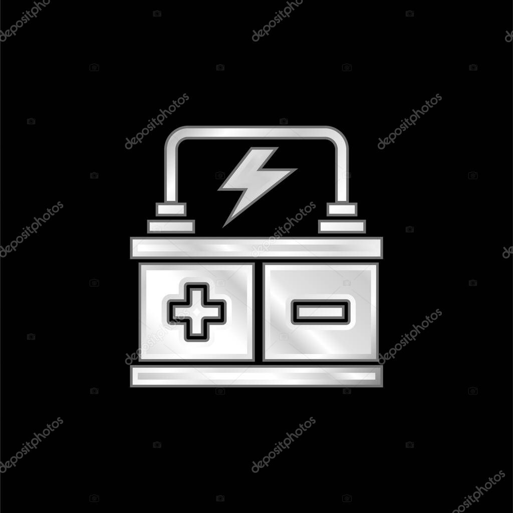 Battery silver plated metallic icon