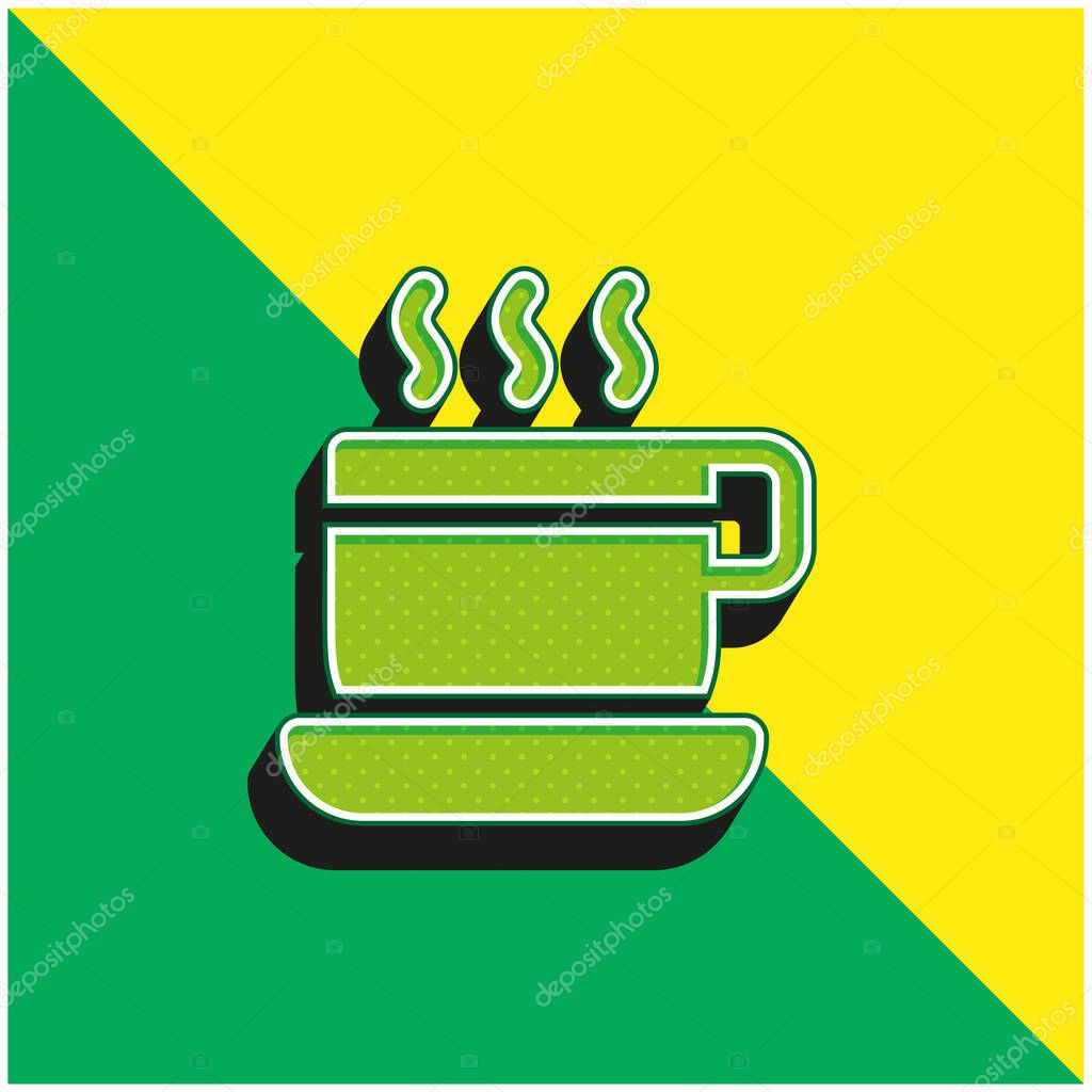 Break Time Green and yellow modern 3d vector icon logo