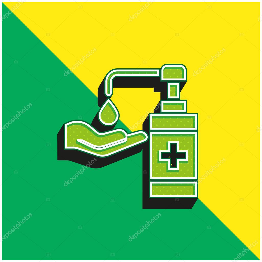 Antibacterial Gel Green and yellow modern 3d vector icon logo