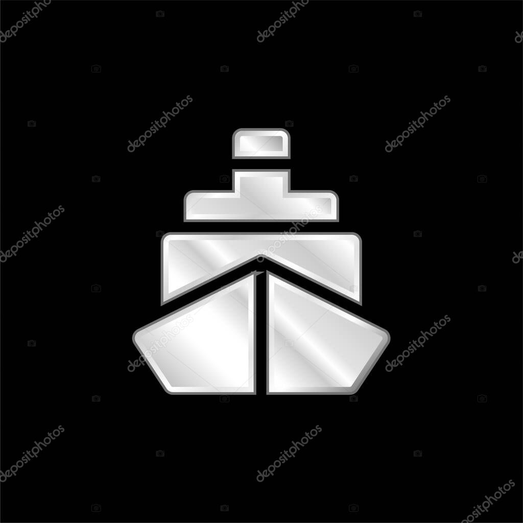Boat silver plated metallic icon
