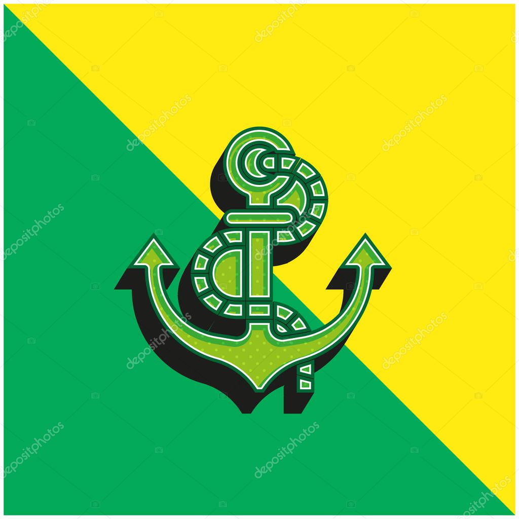 Anchor Green and yellow modern 3d vector icon logo