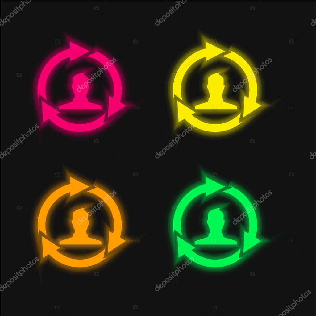 Affiliate Marketing four color glowing neon vector icon