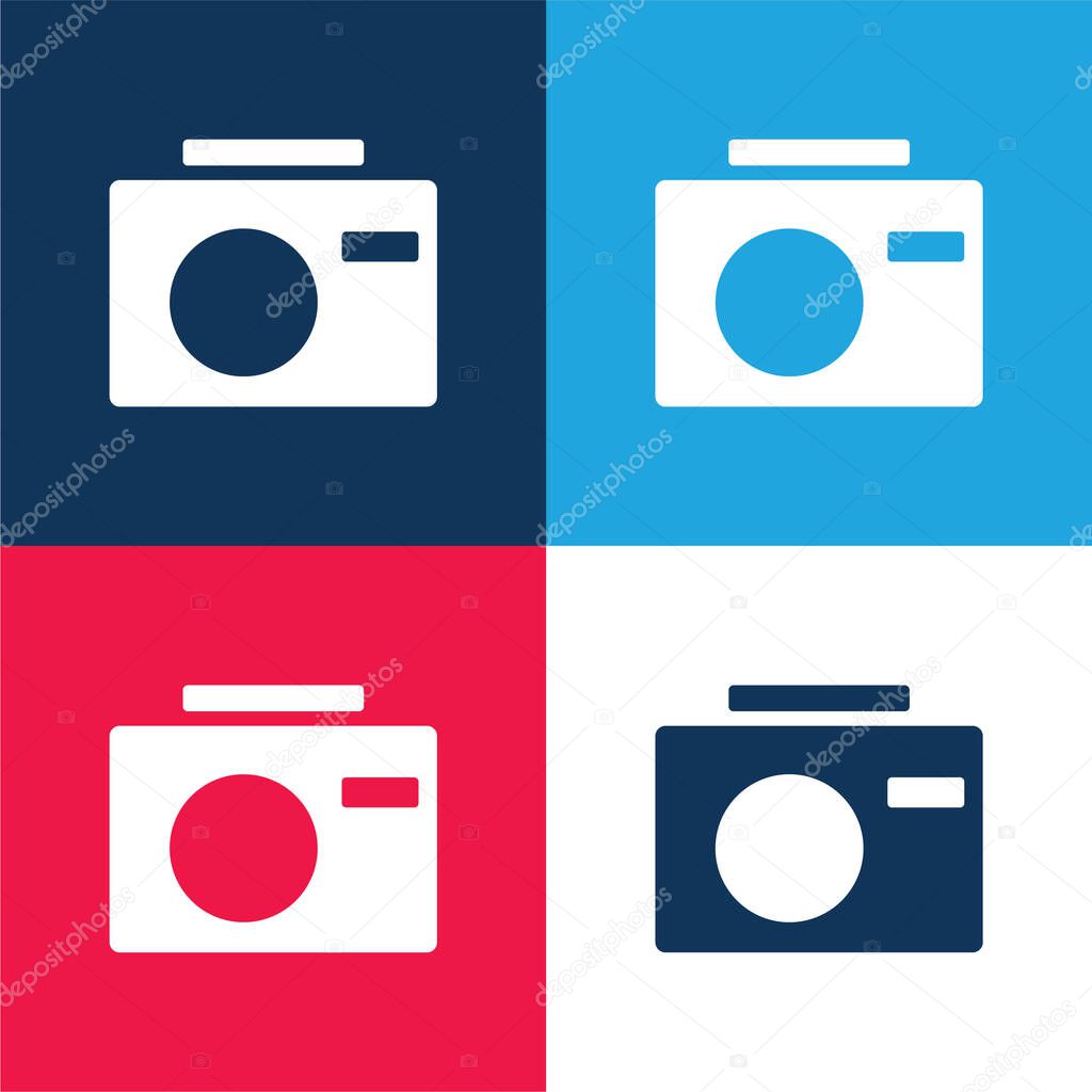 Black Camera blue and red four color minimal icon set