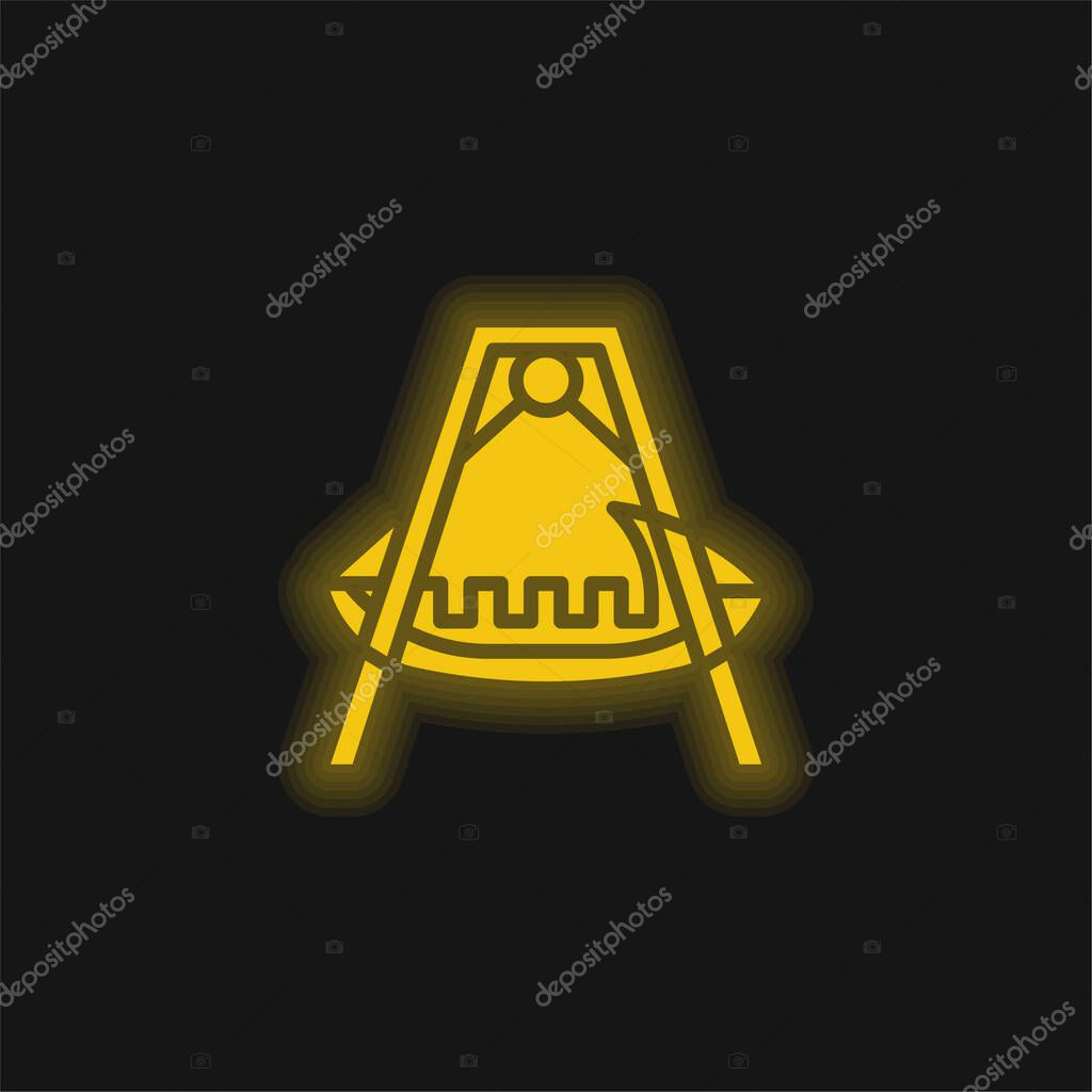 Boat yellow glowing neon icon