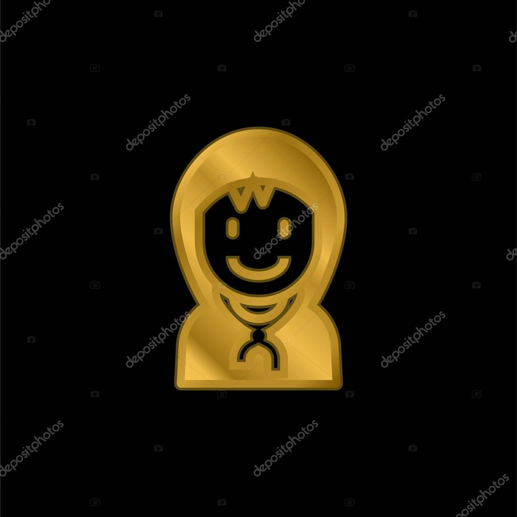 Boy gold plated metalic icon or logo vector