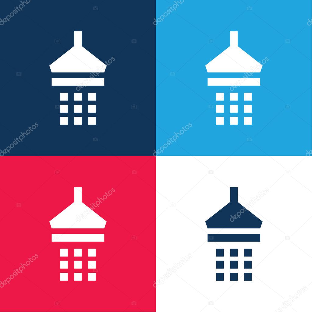 Bathroom Shower blue and red four color minimal icon set