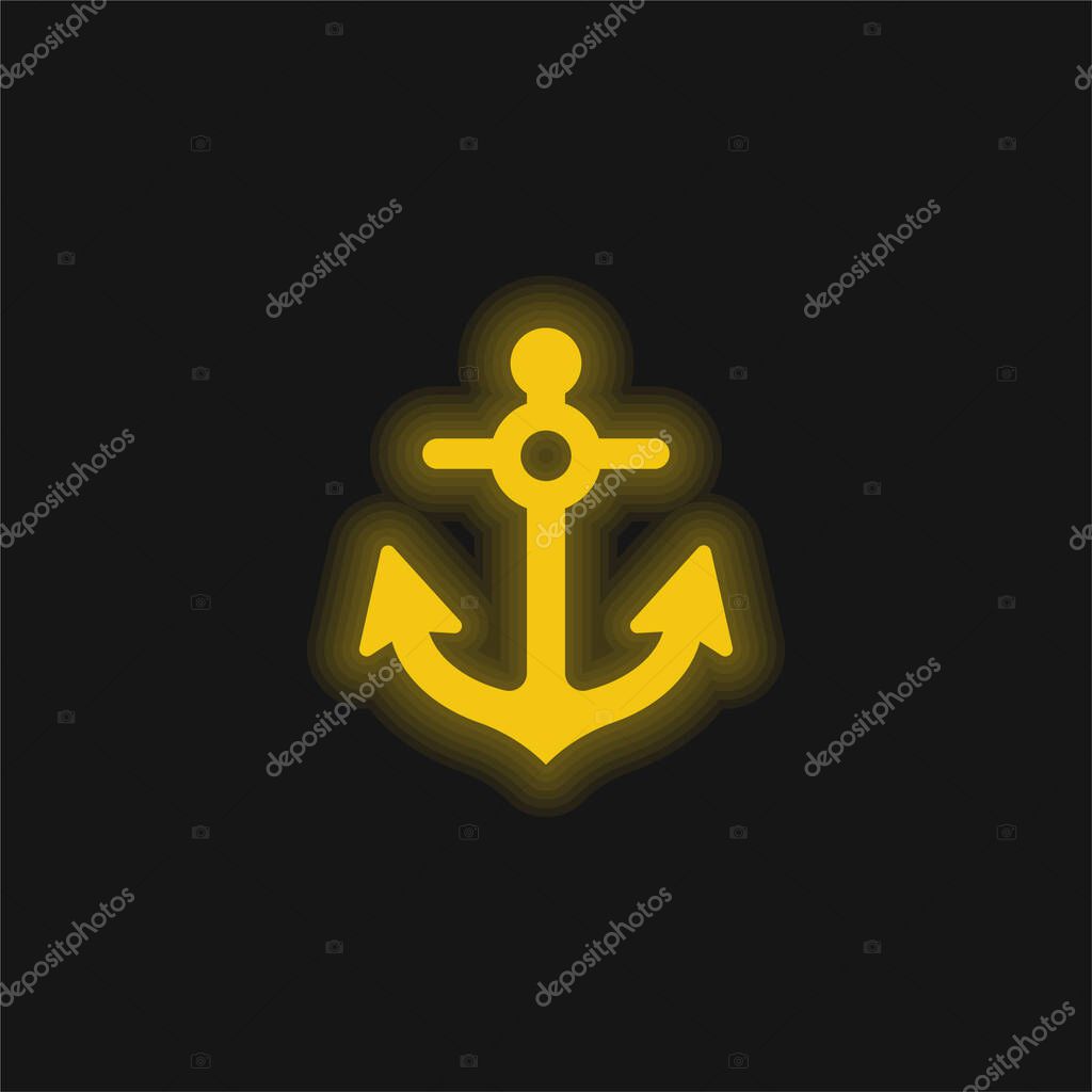 Anchor yellow glowing neon icon