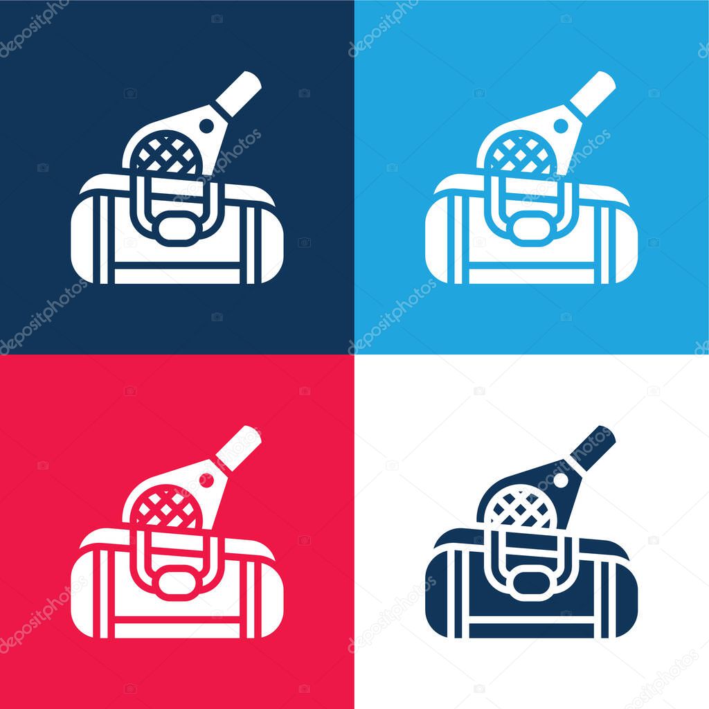 Bag blue and red four color minimal icon set