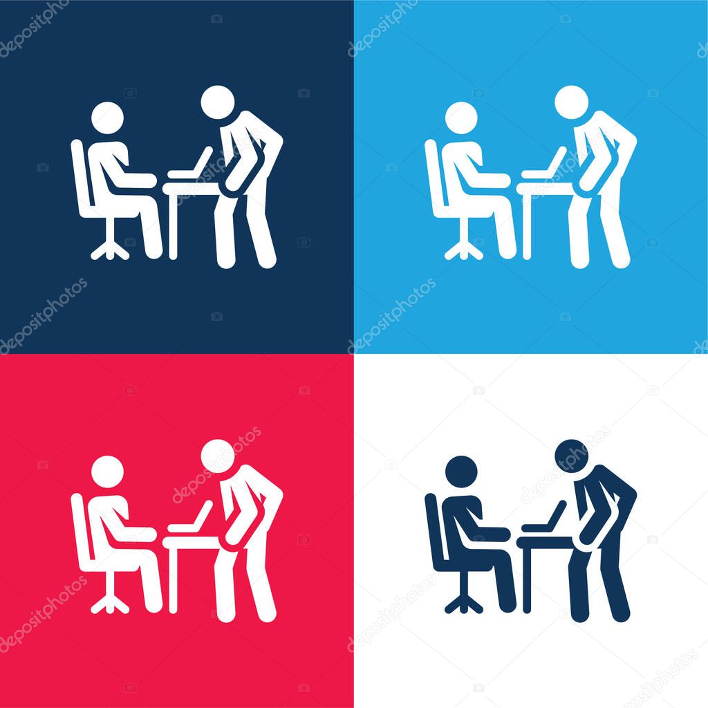 Anger blue and red four color minimal icon set