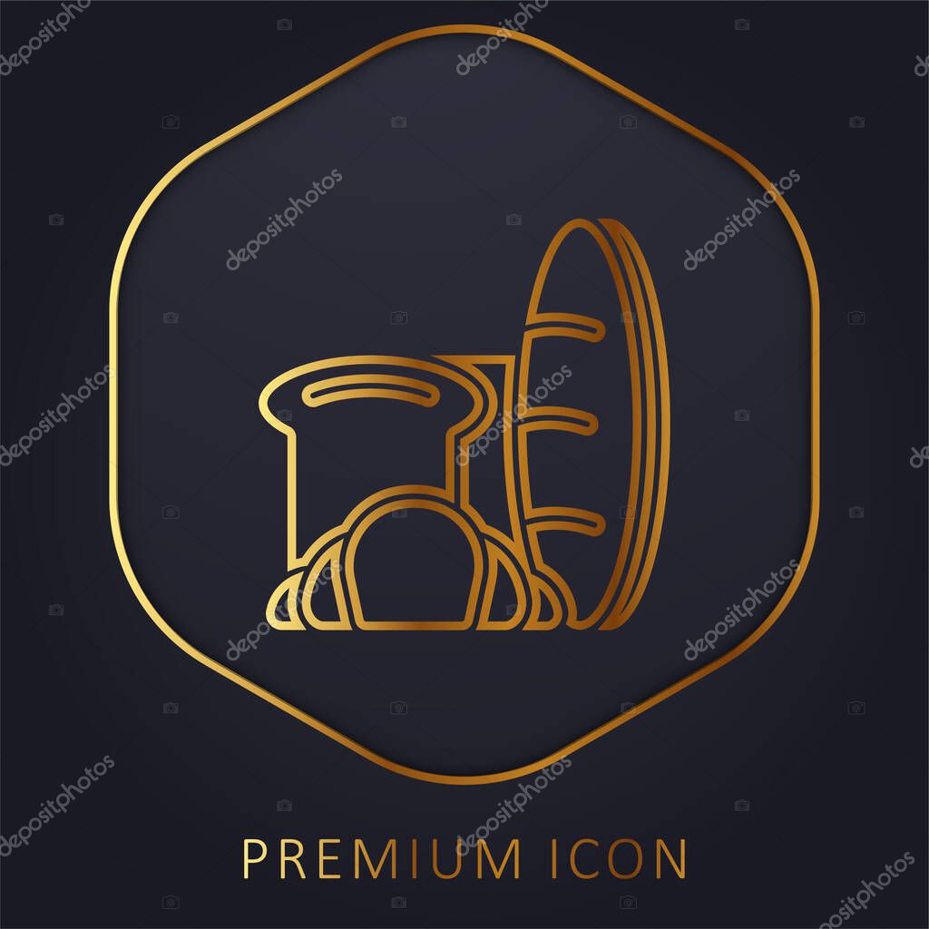 Bread golden line premium logo or icon