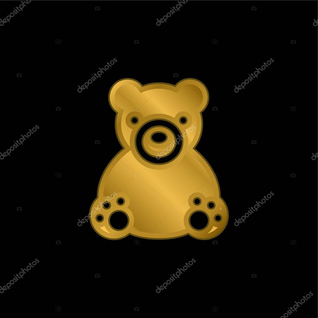 Bear gold plated metalic icon or logo vector