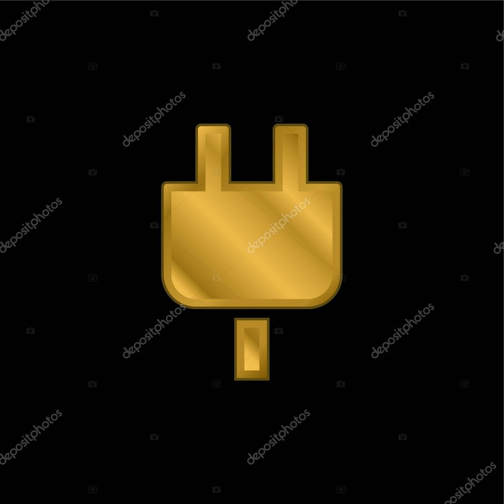 Black Plug Head gold plated metalic icon or logo vector