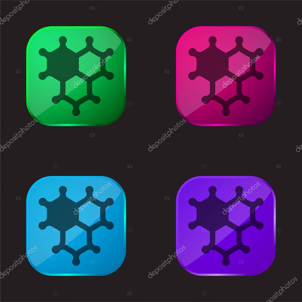 Bacteria four color glass button icon