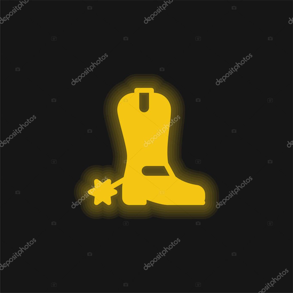 Boots yellow glowing neon icon