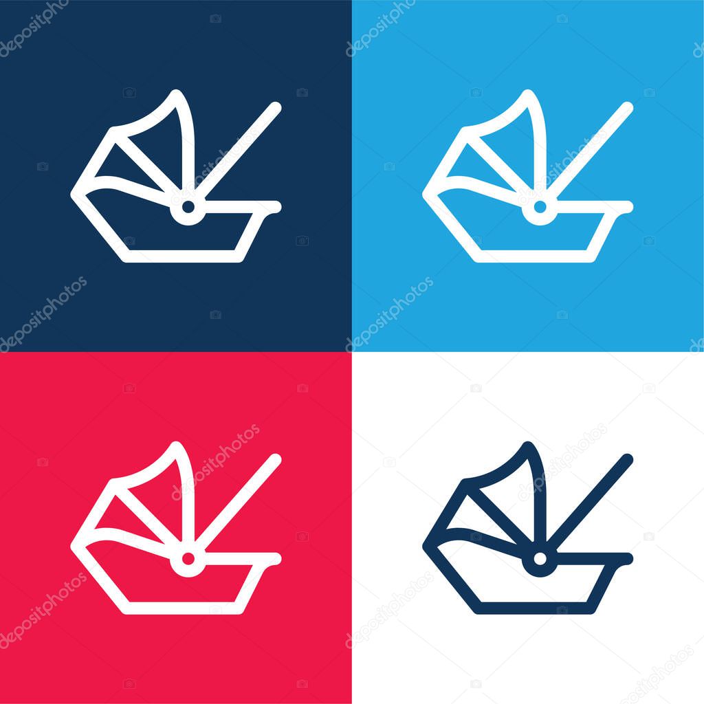 Baby Carrier blue and red four color minimal icon set