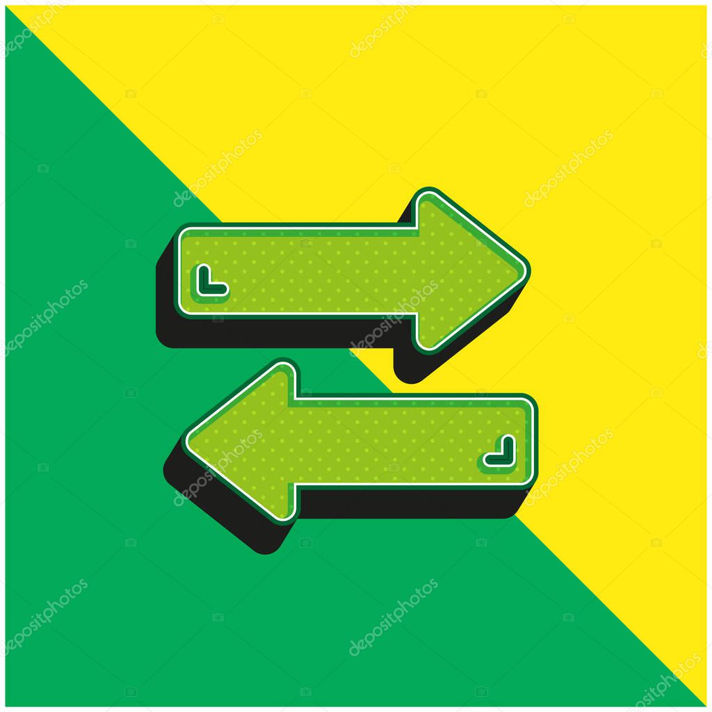 Arrows Green and yellow modern 3d vector icon logo